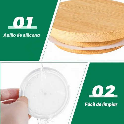 Vista 4 de Mumufy 27 tapas para tarros de yogur compatibles con plástico de madera