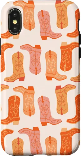 Vista 5 de Cowboy Boot Illustration Preppy Western in Orange Case for iPhone 17