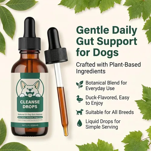 Vista 8 de Gotas de limpieza de parásitos, suplemento de probióticos triples, apoyo que promueve la salud intestinal y digestiva, hierbas naturales para perros