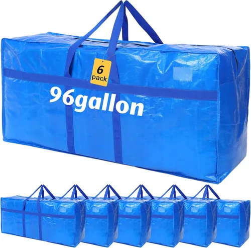 Vista 36 de 4 Piezas Bolsas de Mudanza Grandes con Cremallera y Asas Bolsas de Lona Tipo Duffle Plegables de Almacenamiento Extra Resistentes Extra Grandes