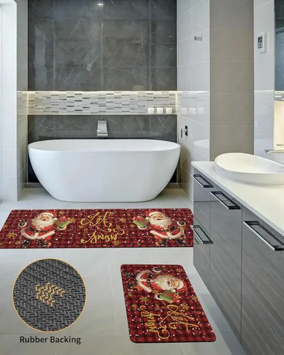 Vista 5 de Tapete de baño de Navidad para bañera, antideslizante, de secado rápido y absorbente, tierra de diatomeas, fregadero, dormitorio, cocina, lavable