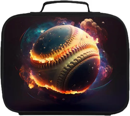 Vista 9 de Lonchera de fútbol americano para niños y niñas, bolsa de almuerzo escolar para niños, capa aislada, poliéster, a prueba de fugas, para niños a
