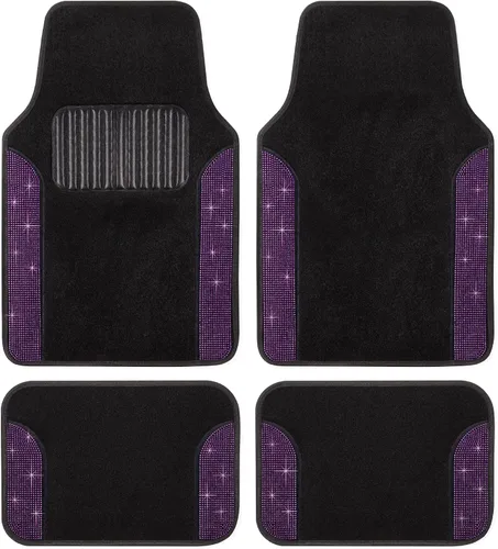 Vista 10 de Carbella Juego de 4 Alfombrillas de Coche con Diamantes Brillantes Estilo Bling, Alfombrillas de Suelo de Coche de Cristal de Strass Brillante