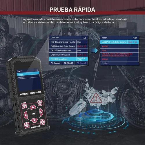 Vista 7 de Herramientas de medición de prueba de diagnóstico del sistema de motocicleta, lectores de códigos de falla de motocicleta M3-A, herramientas