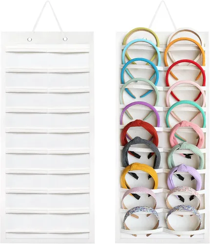Vista 8 de SMUK Organizador de diadema colgante para niñas, soporte para diadema de pared para mujeres, organizador de accesorios para el cabello en la pared