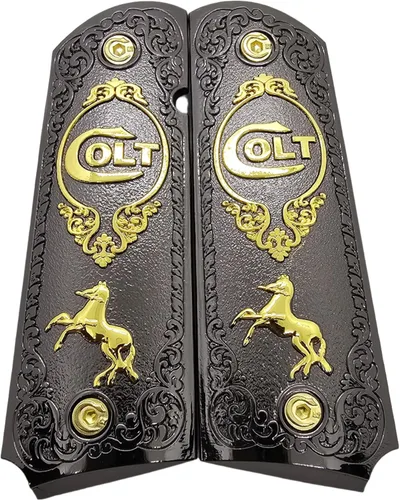 Vista 9 de Tek_Tactical Nuevo COLT 1911 - Puños de tamaño completo, color negro y doradoF