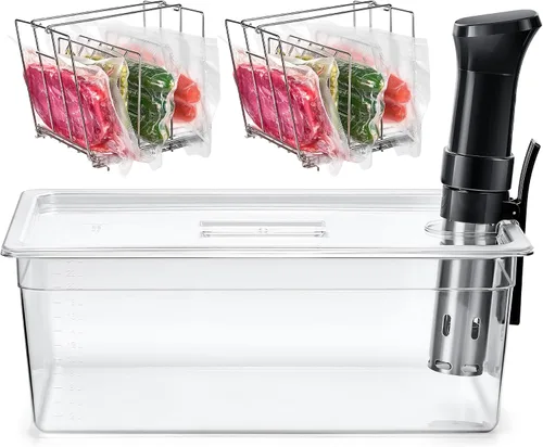 Vista 9 de HOMENOTE - Recipiente grande para Sous Vide con tapa, kit completo de accesorios de 26 cuartos de galón