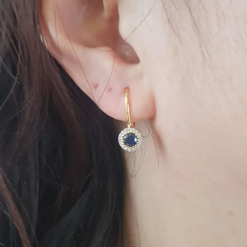 Vista 8 de Dazzlingrock Collection Pendientes colgantes estilo halo de 10 quilates para mujer, oro amarillo
