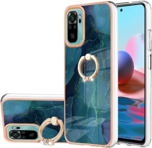 Vista 7 de XYX Funda compatible con Xiaomi Redmi Note 10s, TPU mármol a prueba de golpes, delgada, de cuerpo completo, funda protectora para teléfono con Azul