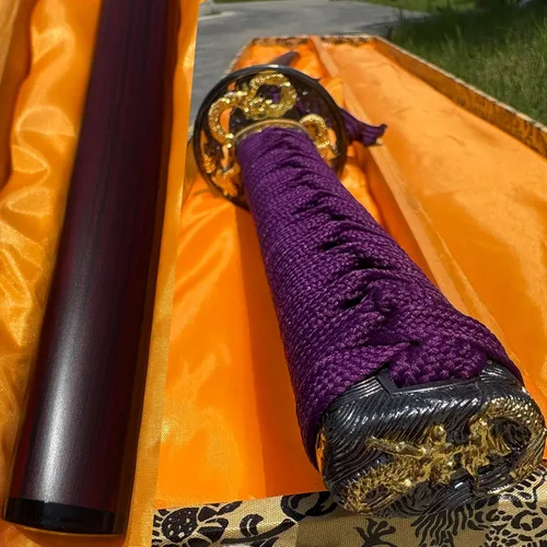 Vista 5 de Espada samurái japonesa auténtica hecha a mano de acero de alto carbono 1095 de acero de alto carbono, espada samurái japonesa de espiga completa