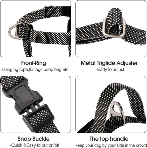 Vista 3 de Annchwool Arnés ajustable para perro, ligero, sin tirones, con asa para perros pequeños, medianos y grandes, clip frontal, arnés de chaleco fácil