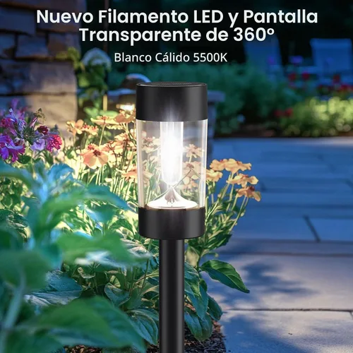 Vista 2 de Eyrosa Luces solares para caminos al aire libre, impermeables, paquete de 8 Cold