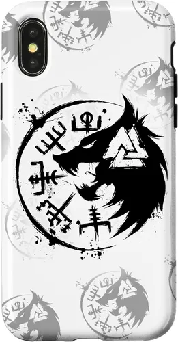 Vista 5 de iPhone 14 Plus Fenrir Wolf Fenris-Wolf - Viking Vegvisir Valknut Case