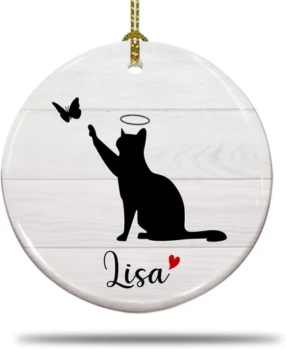Vista 5 de Adorno Conmemorativo Personalizado para Gatos - Regalos de Condolencia para la Pérdida de Gatos, Regalos Conmemorativos para Gatos, Adornos
