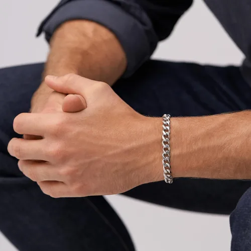 Vista 5 de Fossil Men's Plated Stainless Steel Engravable Personalized Gift ID, Chain or Cuff Bracelet for Men