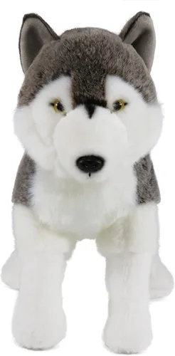 Vista 3 de Ice King Bear Peluche realista de lobo siberiano, juguete de peluche, 14 pulgadas de longitud (de pie)