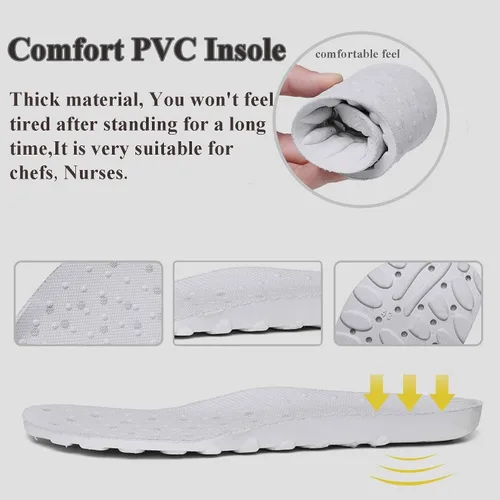 Vista 4 de scecocrs Zapatos de trabajo antideslizantes para hombre, zapatos de chef impermeables, zapatos de servicio de alimentos para restaurante, zuecos