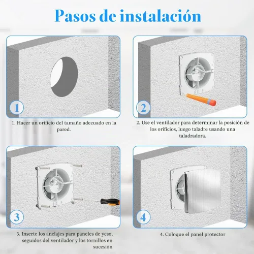 Vista 7 de WiseWater - Extractor de baño, 110 V CA 140 CFM, conducto de 6 pulgadas, ventilador extractor de panel de 7.6 pulgadas, ventilador de ventilación