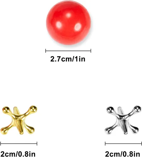 Vista 2 de Gejoy Juego de 2 gatos de metal con bola, 2 bolas de goma rojas y 20 piezas de juguetes clásicos retro vintage para niños y adultos para fiesta