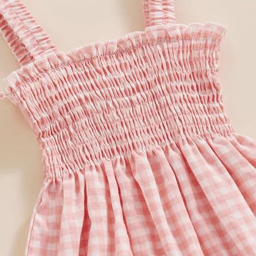 Vista 4 de Conjunto de ropa de verano sin mangas para bebé recién nacida, con volantes y cuello halter