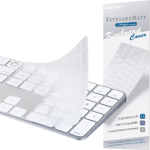 Vista 9 de Funda de teclado para teclado mágico M4 iMac 2024 (diseño europeo, llave de entrada de 7 formas) (modelo A3119, Touch ID, con llave numérica), funda