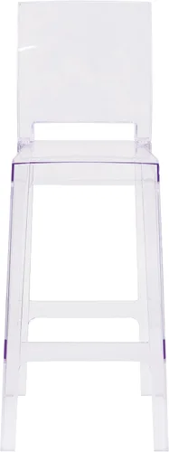 Vista 5 de BizChair Taburete de bar fantasma con respaldo cuadrado en cristal transparente