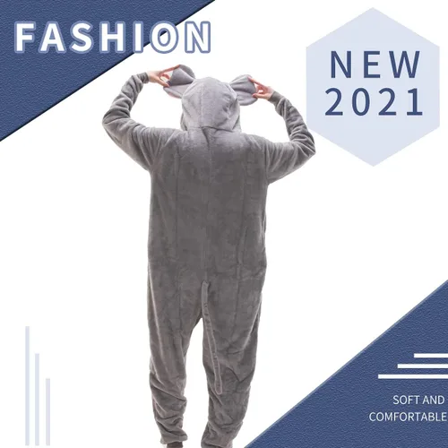 Vista 4 de COSUSKET Snug Fit Unisex Adult Onesie Pajamas, Flannel Cosplay Animal One Piece Halloween Costume Sleepwear Homewear