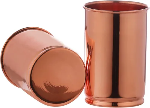 Vista 3 de ANCIENT IMPEX Pure Copper - Juego de 2 vasos de cobre para servir agua (99.74 por ciento), capacidad de 11.8 fl oz (11.8 onzas líquidas)