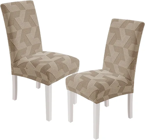 Vista 31 de JIVINER - Juego de 2 fundas elásticas para sillas de comedor, fundas geométricas de jacquard para sillas de comedor, fundas lavables para sillas
