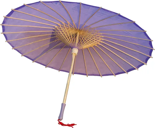 Vista 10 de Sombrilla de tela de bambú lisa, ideal para recuerdos de fiesta de boda (azul claro)