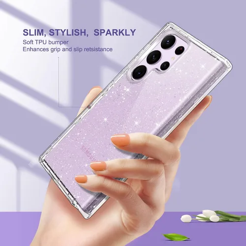 Vista 8 de ULAK Compatible con Funda para Samsung Galaxy S23 Ultra 5G, Resistente de Servicio Pesado a Prueba de Golpes Híbrida Parachoques de TPU Suave Brillo