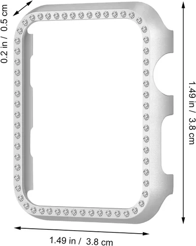 Vista 2 de Aleación de aluminio brillante Rhinestone Smartwatch Funda protectora parachoques para serie Sport Edition Plata