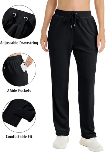 Vista 6 de TACVASEN Pantalones deportivos casuales para mujer, pantalones deportivos de terciopelo de vellón para correr, entrenamiento, descanso, pantalones