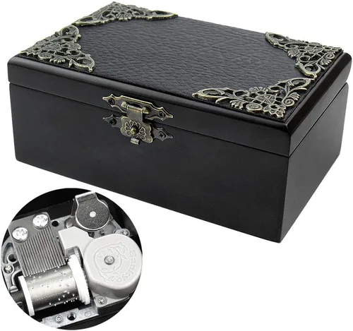 Vista 14 de ROSIKING Caja de música de madera con mecanismo de espejo, joyería tallada, cajas musicales, Navidad, cumpleaños, día de San Valentín, regalos Plays