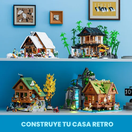 Vista 7 de Lumibricks Waterfall-Cabin Lighting - Juego de 2539 piezas de luz LED retro de cascada para adultos y coleccionistas de edificios de arquitectura