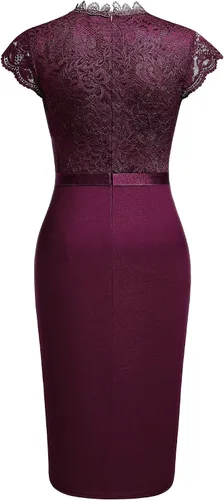 Vista 7 de Miusol vestido de cóctel corto para mujer, estilo retro y floral, con encaje y volantes