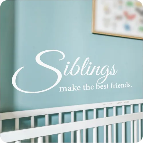 Vista 8 de My Vinyl Story - Siblings Make The Best Friends Wall Decal - Inspirational Sticker Quote, Family Vinyl Art Decor for Home Kids Room, Nursery - Easy
