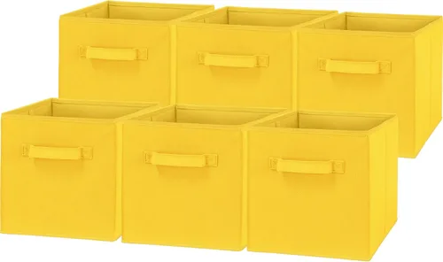 Vista 7 de Simple Houseware Contenedores de almacenamiento plegables de 11 pulgadas, color beige, paquete de 6 cubos de tela organizadores para armario