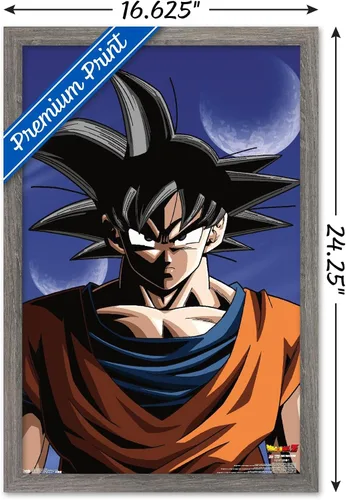 Vista 3 de Trends International Dragon Ball Z - Póster de pared de Goku, 14.725 x 22.375 pulgadas, versión enmarcada de madera de granero Versión enmarcada