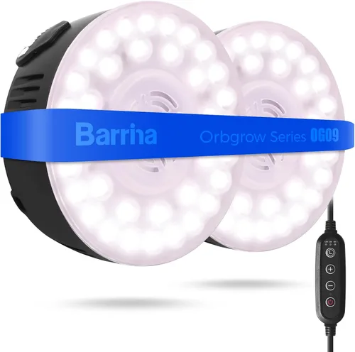 Vista 10 de Barrina Orbgrow OG09 Puck - Luz LED de crecimiento, 5000 K 9 W (equivalente a 135 vatios), luces de plantas para plantas de interior de espectro