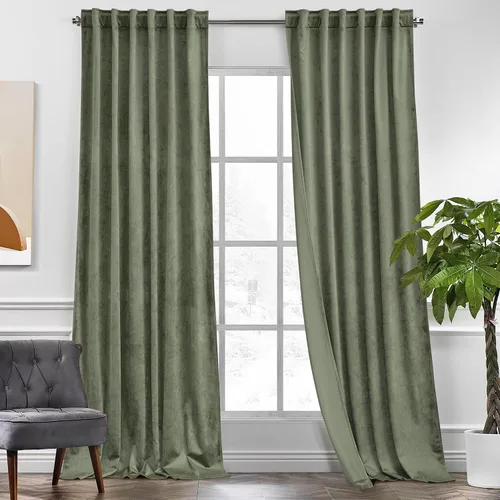 Vista 9 de KGORGE - Cortinas opacas de terciopelo beige de 84 pulgadas, 2 paneles para dormitorio