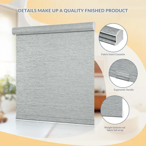 Vista 4 de Boolegon Persianas enrollables con filtro de luz para ventanas, gris