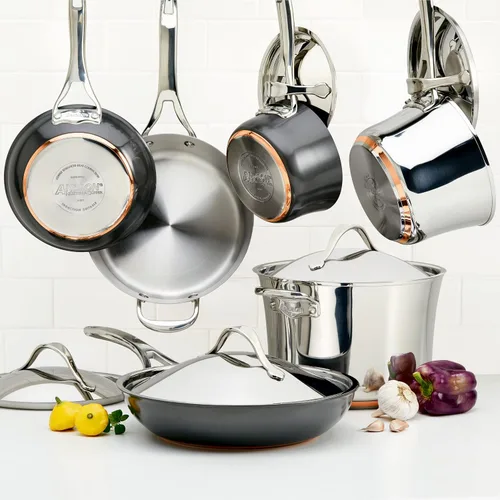 Vista 9 de Anolon Acero inoxidable y aluminio anodizado duro, juego de utensilios de cocina (11 piezas)