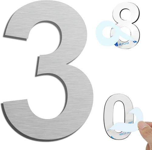 Vista 22 de Números de casa autoadhesivos – Números de puerta de acero inoxidable de 6 pulgadas para exteriores – Número de casa grande y moderno, número