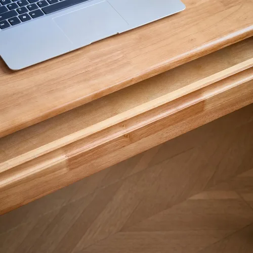 Vista 4 de Escritorio de madera maciza de 40"x24" con cajones, escritorio de escritura de madera para espacios pequeños, escritorios de oficina en casa