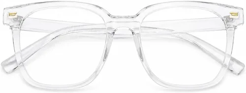Vista 8 de PANNER Gafas cuadradas de gran tamaño con bloqueo de luz azul antideslumbrante para computadora Naranja claro
