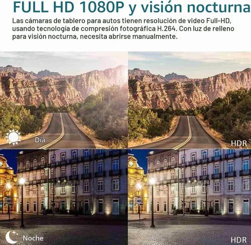 Vista 4 de Dash Cam, Dash Cam frontal y trasera, cámara de tablero de 4 pulgadas