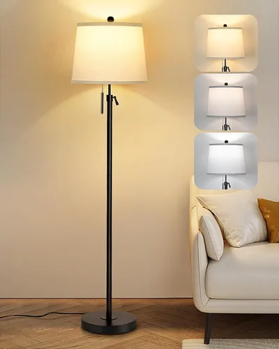 Vista 13 de JUNNAI Lámpara de pie moderna de altura ajustable, lámpara de pie alta con 3 temperaturas de color, lámparas de pie para sala de estar, dormitorio