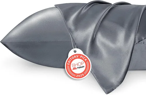 Vista 49 de Bedsure Paquete de 2 fundas de almohada de satén similares a las fundas de almohada de seda tamaño estándar, funda de almohada para mujeres que