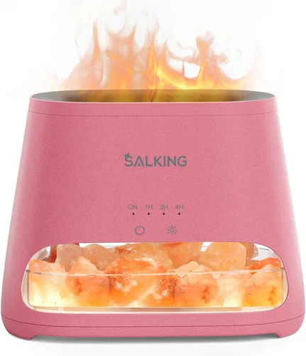 Vista 15 de SALKING Lámpara de sal del Himalaya 2 en 1 y difusor ultrasónico de aceite esencial, difusor de aromaterapia, humidificador de niebla fría, lámpara